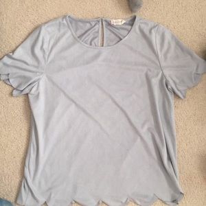 Blue/Gray Scallop Edged Top